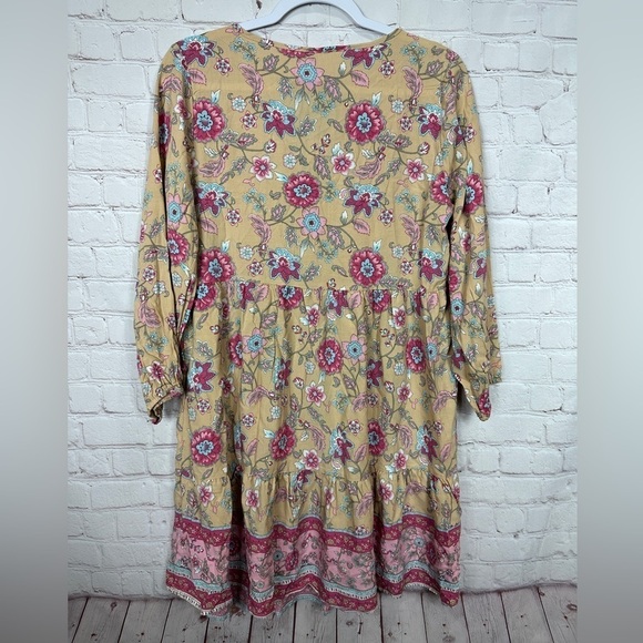 Anna-Kaci Long Sleeve Tassel Tie Boho Floral Viscose Dress‎ Womens Small NWT - Picture 7 of 7